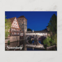 Alte mittelalterliche Brücke am Abend in Nürnberg