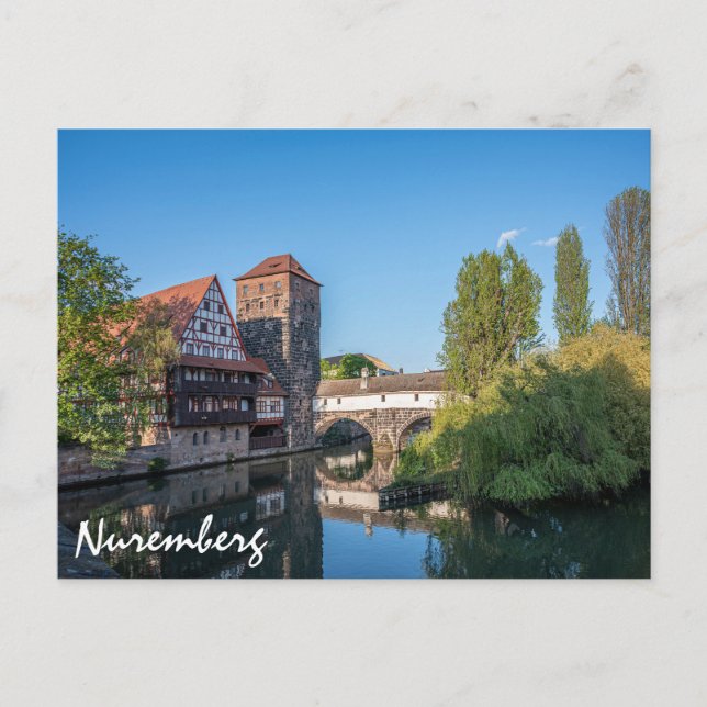 Alte mittelalterliche Brücke in Nürnberg, Deutschl Postkarte (Vorderseite)