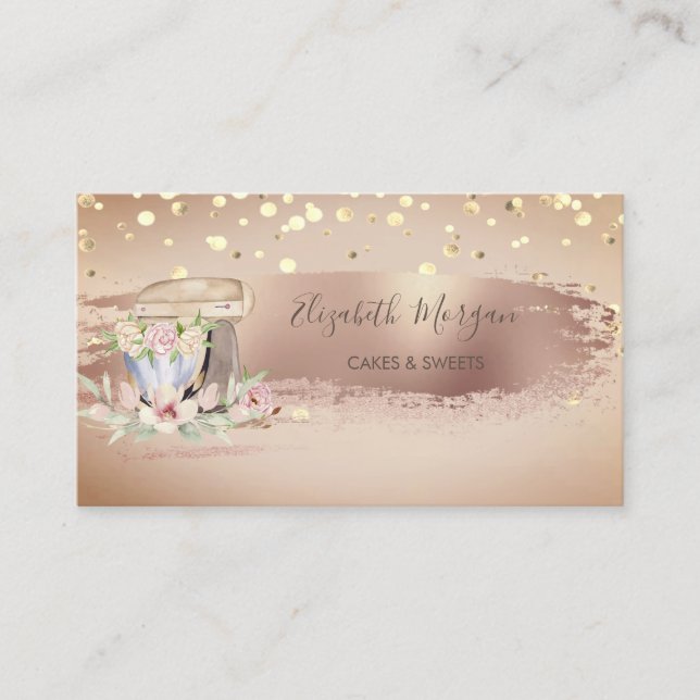 Alte Mixer-Blume, Goldschmiede, Pinselstriche Visitenkarte (Vorderseite)