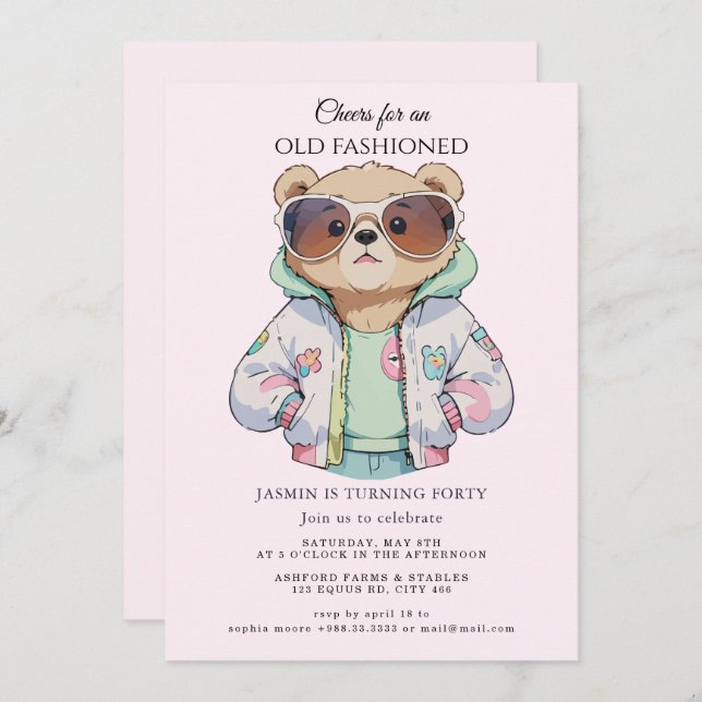 Alte Mode" Geburtstag Einladung (Vorne/Hinten)