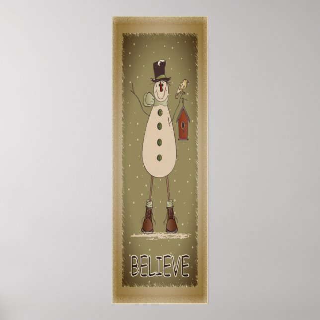 Alte Mode glaubt Snowman Poster (Vorne)