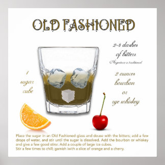 Alte Mode Vintag Cocktail Rezept Poster