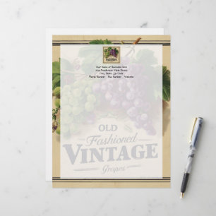 Alte Mode Vintage Trauben, Lila und schwarzer Wein Briefbogen