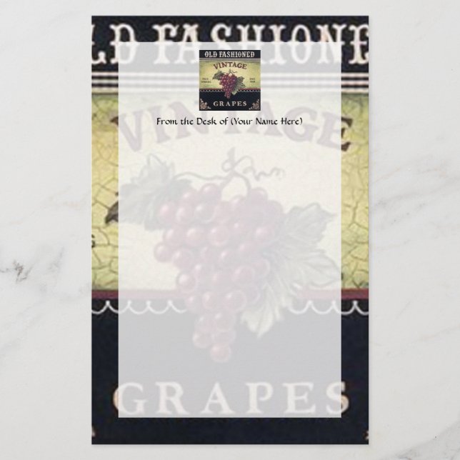 Alte Mode Vintage Trauben, Lila und schwarzer Wein Briefpapier (Vorderseite)