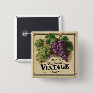 Alte Mode Vintage Trauben, Lila und schwarzer Wein Button