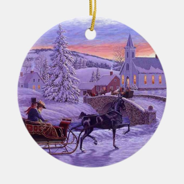 Alte Mode Weihnachten Keramikornament (Vorne)
