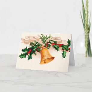 Alte Mode-Weihnachtskarte - Stechpalme Feiertagskarte