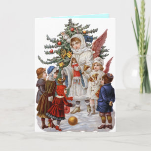 Alte Mode Weihnachtskarte Vintag Feiertagskarte