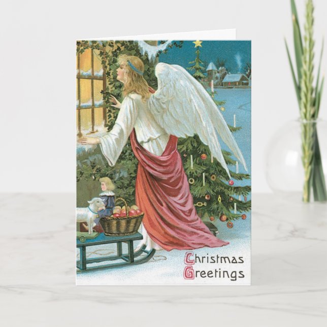 Alte Mode Weihnachtskarten Feiertagskarte (Vorderseite)