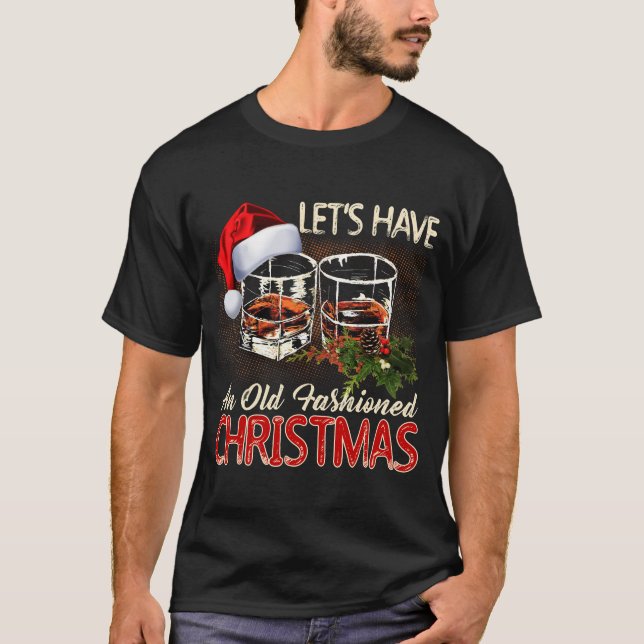 Alte Mode Whiskey Weihnachten - Bourbon Cocktail T-Shirt (Vorderseite)