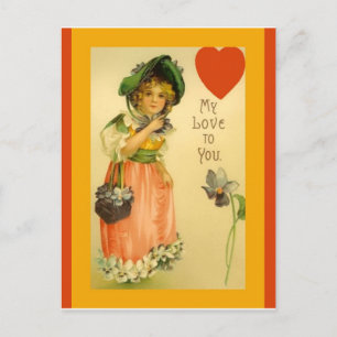 Alte modische Girl Valentine Hübsche Vintage Kopie Postkarte
