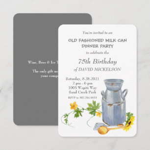 Alte, modische Milch kann Geburtstagsparty essen Ankündigung