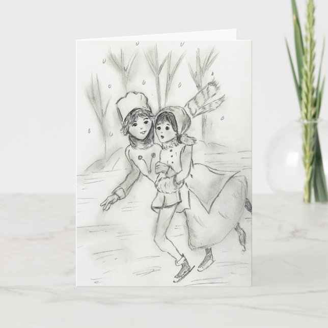 Alte modische Skater Feiertagskarte (Vorderseite)