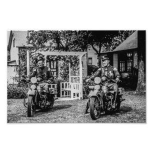 Alte Motorradpolizisten im Retro-Stil Fotodruck