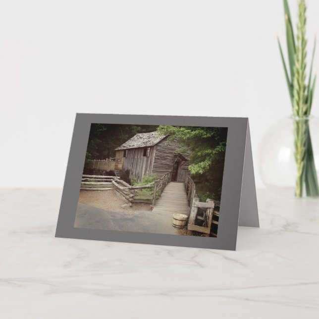 Alte Mühle am Fluss Feiertagskarte (Vorderseite)