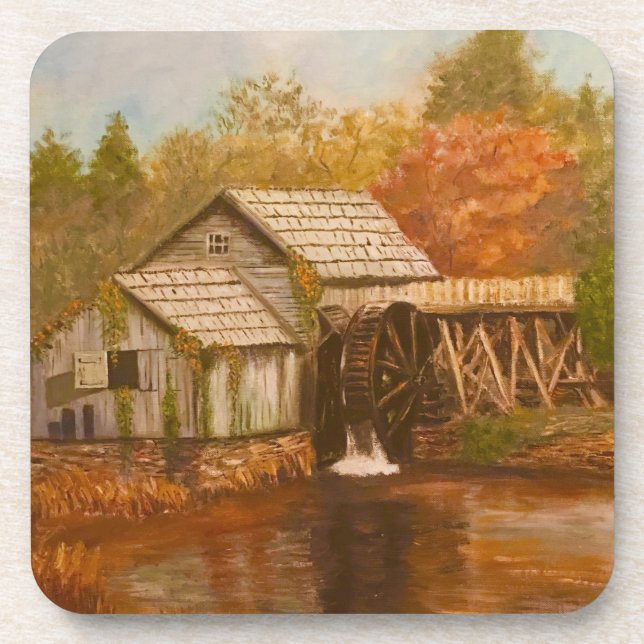 Alte Mühle im Herbst Untersetzer (Vorderseite)