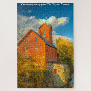 Alte Mühle in Vermont .Weihnachtsgrüße Puzzle