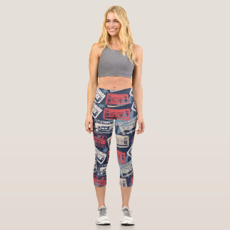 Alte Musik-Kassetten Nahtloser Vintage-Stil Capri Leggings