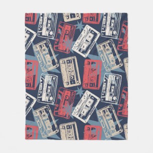 Alte Musik-Kassetten Nahtloser Vintage-Stil Fleecedecke