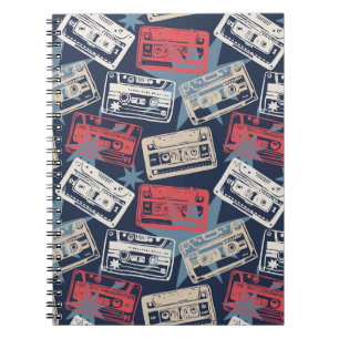 Alte Musik-Kassetten Nahtloser Vintage-Stil Notizblock