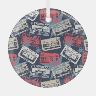 Alte Musik-Kassetten Nahtloser Vintage-Stil Ornament Aus Glas