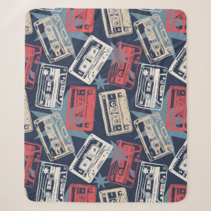 Alte Musik-Kassetten Nahtloser Vintage-Stil Sherpadecke