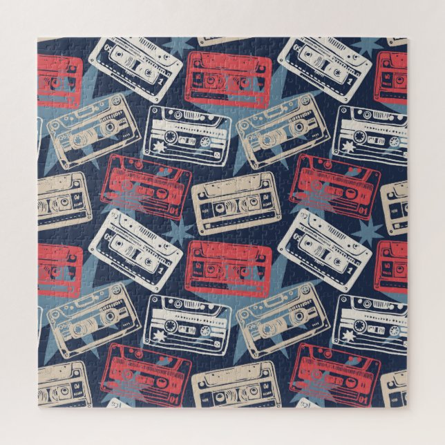 Alte Musikkassetten Vintag nahtlos Puzzle (Vertikal)