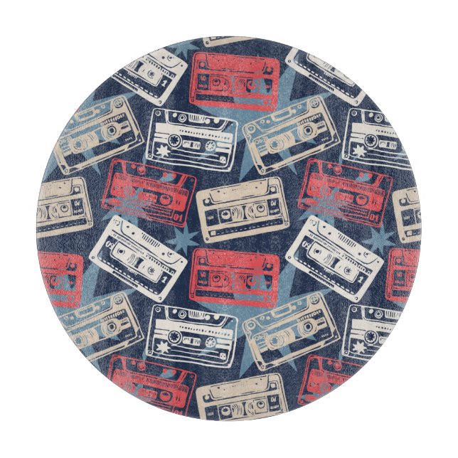 Alte Musikkassetten Vintag nahtlos Schneidebrett (Vorderseite)
