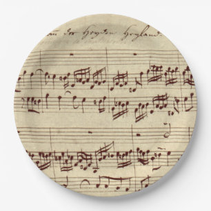 Alte Musiknoten - Bach-Musikblatt Pappteller