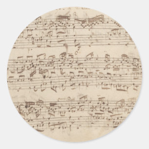 Alte Musiknoten - Bach Notenblatt Runder Aufkleber