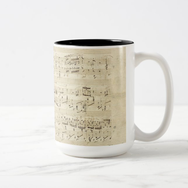Alte Musiknoten - Chopin-Musikblatt Zweifarbige Tasse (Rechts)