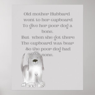 Alte Mutter Hubbard in Grau Poster