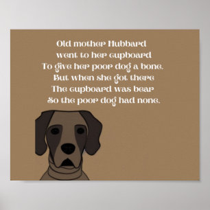 Alte Mutter Hubbard niedlicher Hund in Braun Poster