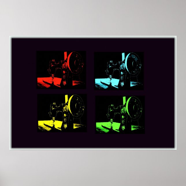 Alte Nähmashine Collage Poster (Vorne)