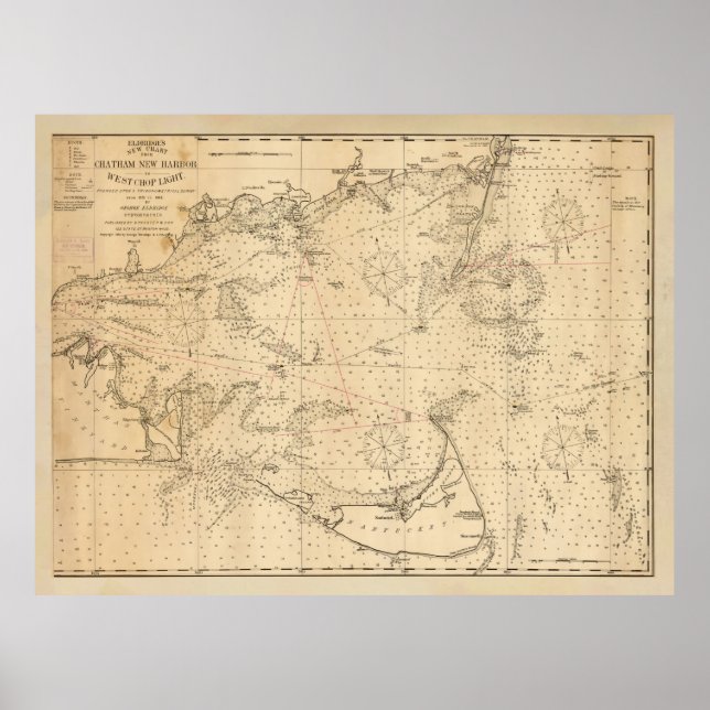 Alte Nantucket & Cape Cod Map (1894) Poster (Vorne)