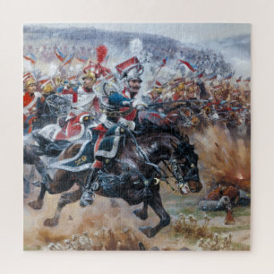 Alte napoleonische Schlachtenszene Malerei Leipzig Puzzle