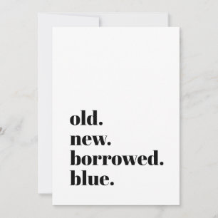 Alte Neue Geliehene Blaue Moderne Minimalistische  Save The Date