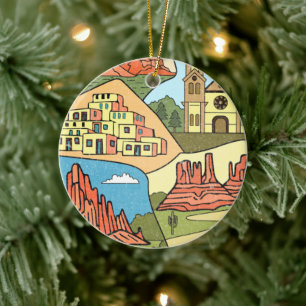 Alte New Mexico State Karte Albuquerque Las Vegas Keramik Ornament