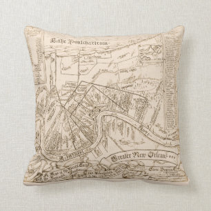 Alte New- Orleanskarte, addieren Text Kissen