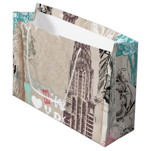 Alte New Yorker Design Große Geschenktüte