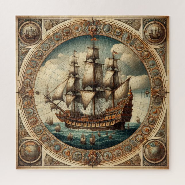 Alte niederländische (Niederlande) Saling Ships 2 Puzzle (Vertikal)
