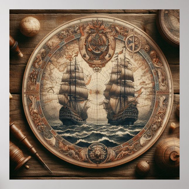 Alte niederländische (Niederlande) Saling Ships Poster (Vorne)