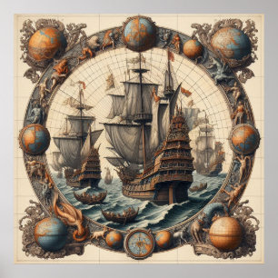 Alte niederländische Segelschiffe (Niederlande) 3 Poster