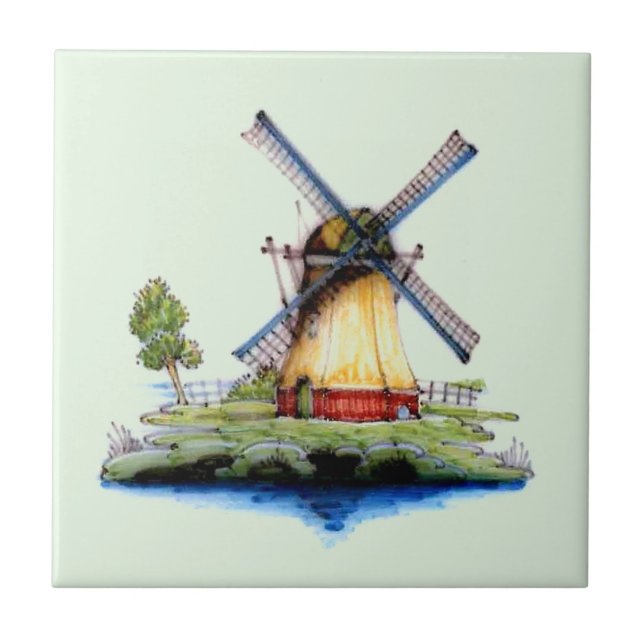 Alte niederländische Windmühle Fliese (Vorderseite)