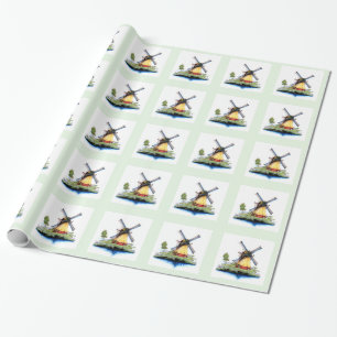 Alte niederländische Windmühle Geschenkpapier