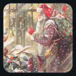Alte Nikolaus mit Geschenken im Schnee Vintag Quadratischer Aufkleber<br><div class="desc">Old St. Nikolaus mit Geschenken in Schnee Vintag Sticker - Wenn Sie alles und was Vintag ist, ist dies für Sie! Reisen Sie zurück in die Vergangenheit und verlieren Sie sich in der schönen Farbe und Details dieses alten Bildes. Schöne Kunstwerke vor langer Zeit. Viel Spaß! Das Bild in voller...</div>