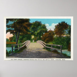 Alte Nordbrücken-Ansicht der winzigen Mann-Statue Poster