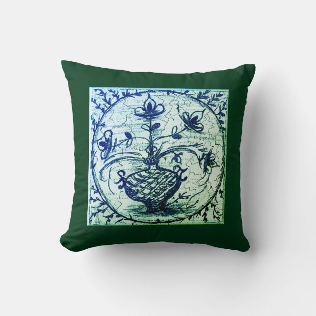 Alte norddeutsche Kachel, Vintage Keramik Kissen (Vorderseite)