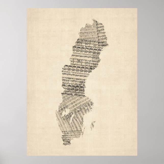 Alte Notenkarte Schwedens Poster (Vorne)