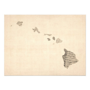 Alte Notenkarte von Hawaii Fotodruck